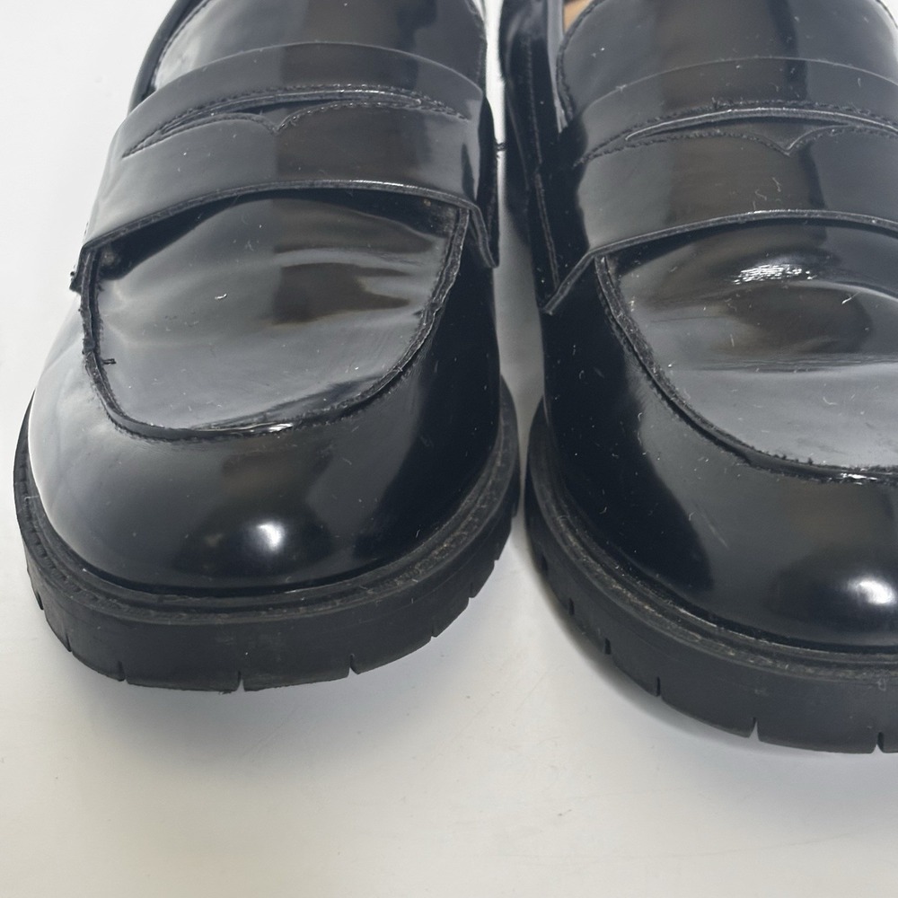 Nine West Maibel Black Patent Slip on Penny Loafer Lug Sol 7.5M Classic Academia - Picture 8 of 16